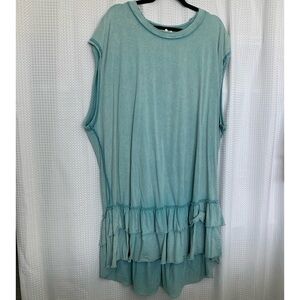 Oli & Hali Aqua Sleeveless Tunic/Dress with Ruffle Hem